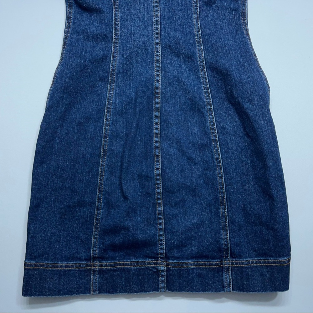 Ramy Brook Lolita Denim Mini Dress Womens 24 Indigo Dyed Button Up Sleeveless - Picture 13 of 13